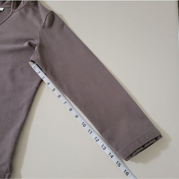 J.Jill Brown V-neck Long Sleeve Hooded Pullover Top - Picture 6 of 12